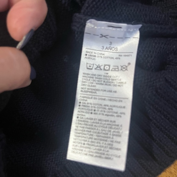 Janie and Jack Blue Cable Knit Teal Tartan Collar Sweater SZ 3 - Picture 12 of 13